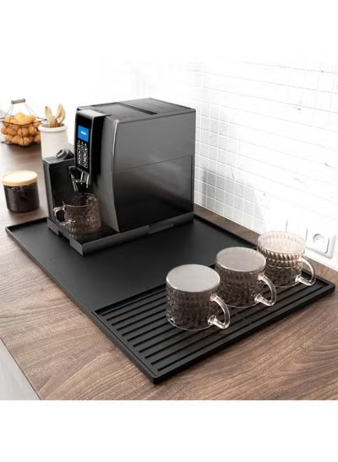 fantasize 1 pcs Silicone Coffee Mat with a removable tamper mat, 40*60cm Coffee Bar Mat for Countertops, Coffee Bar Accessories Fit Under Coffee Maker Coffee Pot Espresso Machine, Black - Image 1